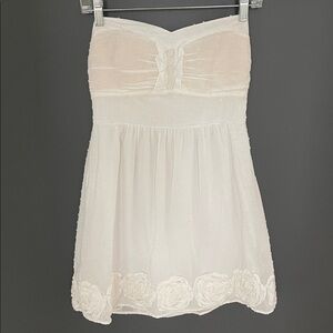 Have White Strapless Ruffle Rosette Dress Large‎